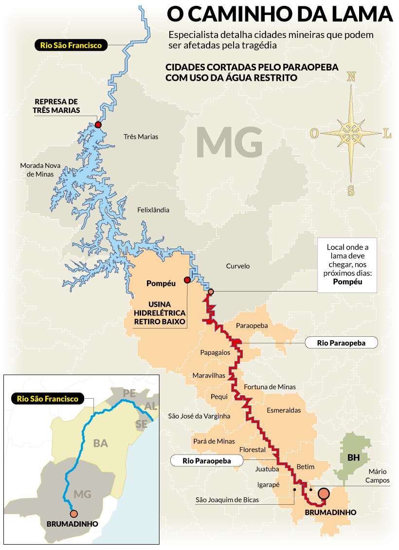 Lama da barragem de Brumadinho já afetou abastecimento de água em 16 municípios