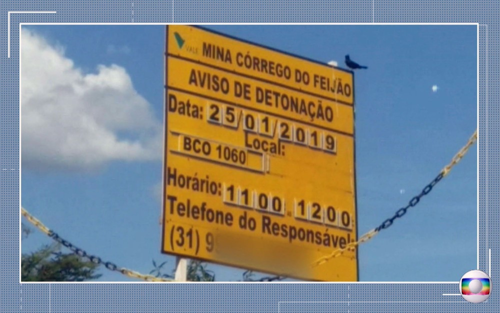 Placa da Vale avisava detonação em mina antes de barragem se romper, em Brumadinho